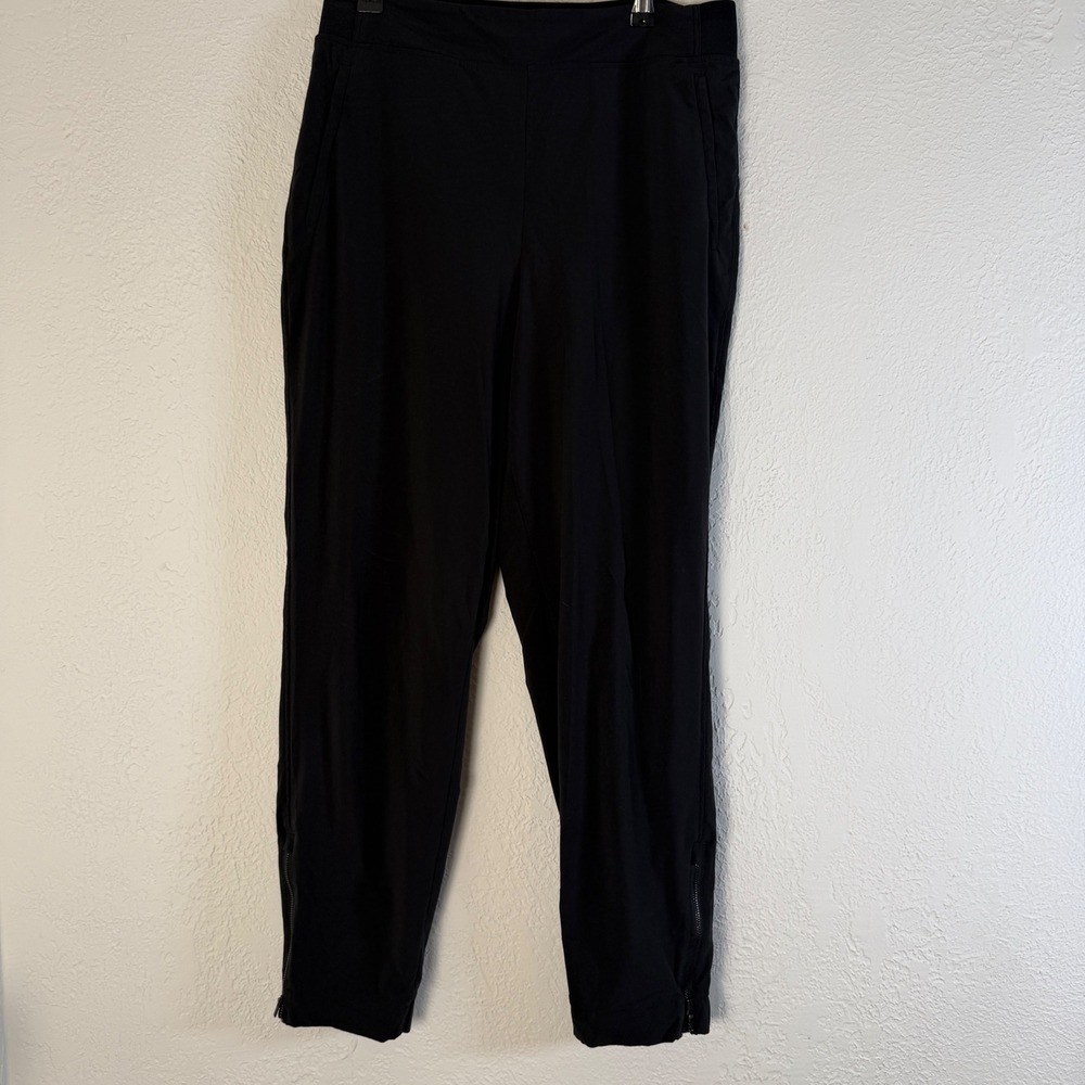 Athleta Black Ankle Zip Jogger Pants Womens Size 10 Tapered Active Travel Pants